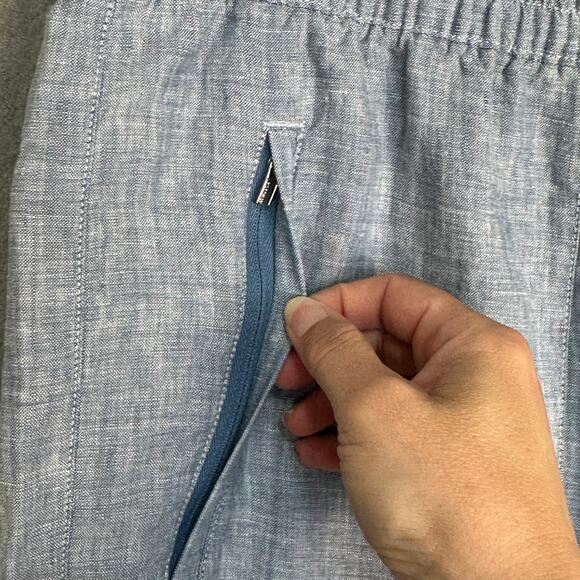 Athleta Pants Womens 22 Blue Retreat Linen Wide Leg Ankle Lagenlook Beach Resort - Picture 4 of 13